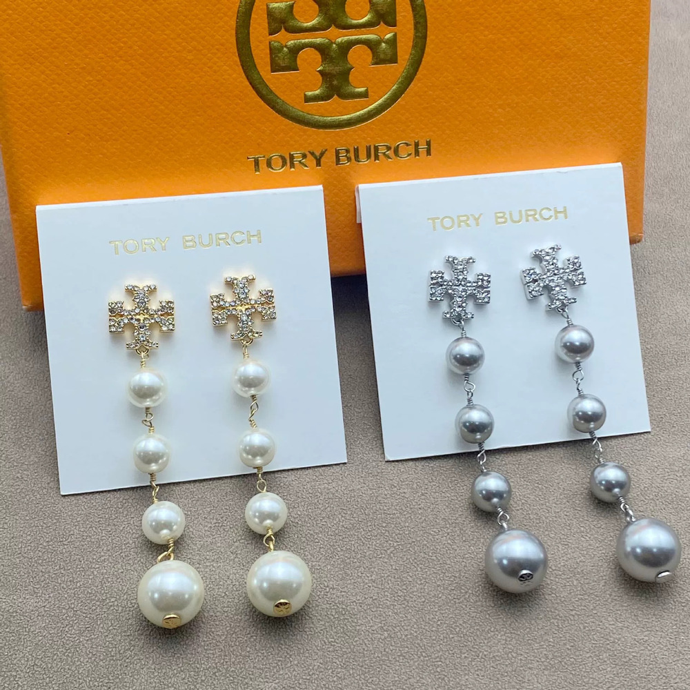 Tory Burch Faux Pearl Rhinestone Dangle Earrings
